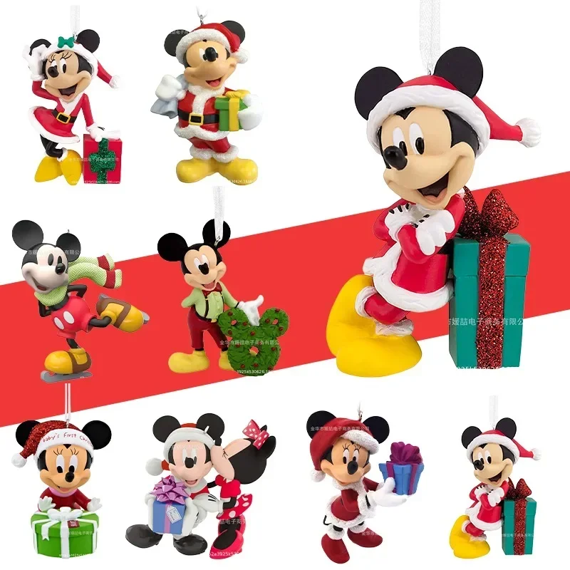 Disney Mickey Mouse vianočný stromček prívesok Minnie Anime postava Domáca dekorácia Doll Car Ornament Cartoon Hanging Charms Hračky