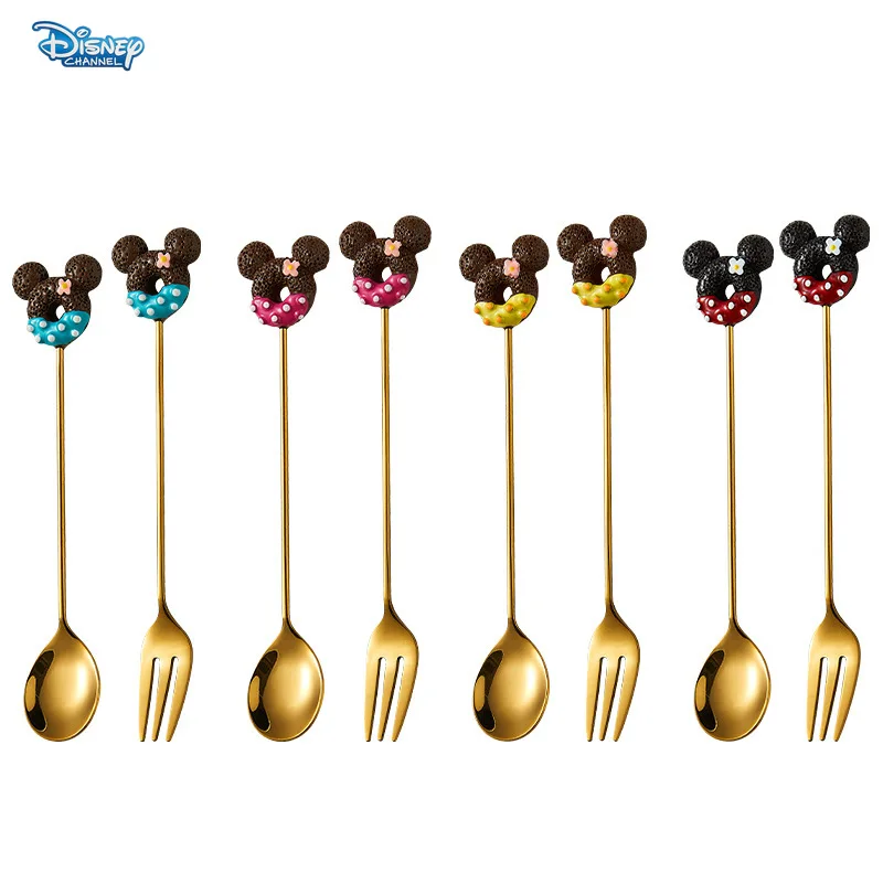 Disney Mickey Mouse z nehrdzavejúcej ocele Dezert Spoon domáca kreatívna zlatá karikatúra dezert Deti roztomilé kávu Miešanie lyžice