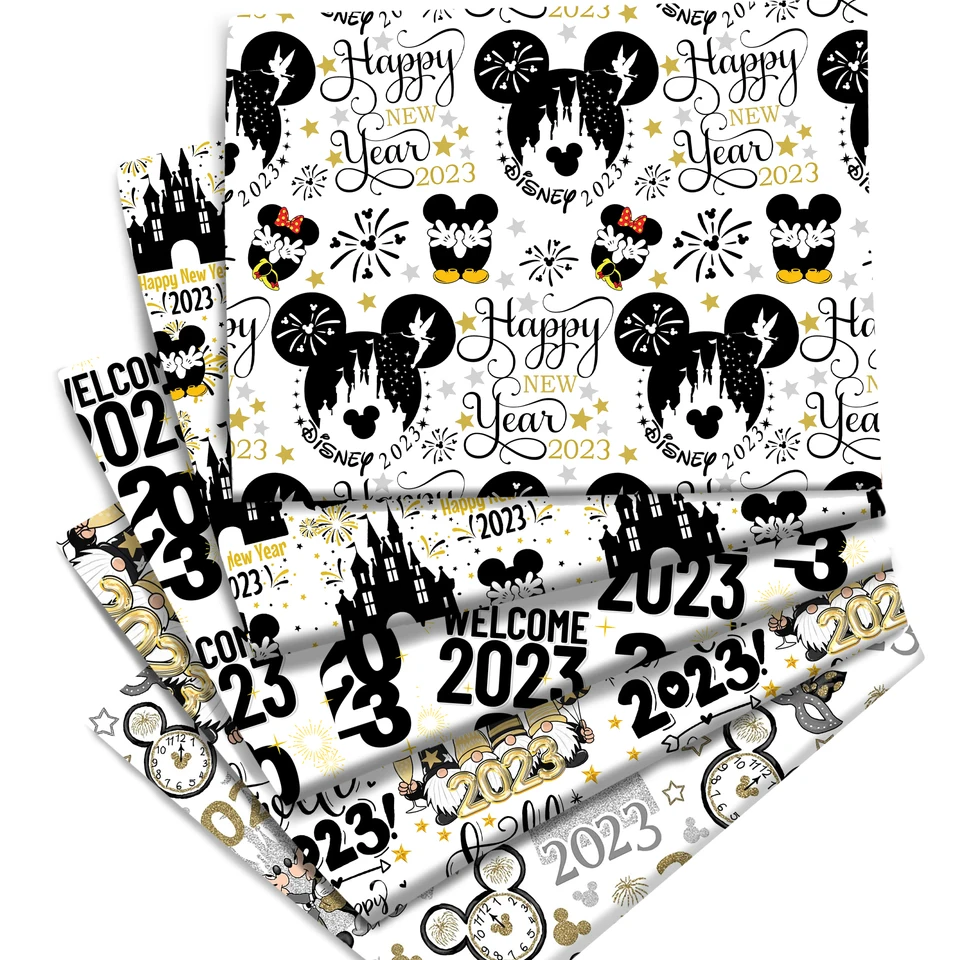 Disney Mickey Vitajte 2023 novoročná bavlnená látka na šitie prešívaná patchwork vyšívanie DIY ručne vyrobený materiál
