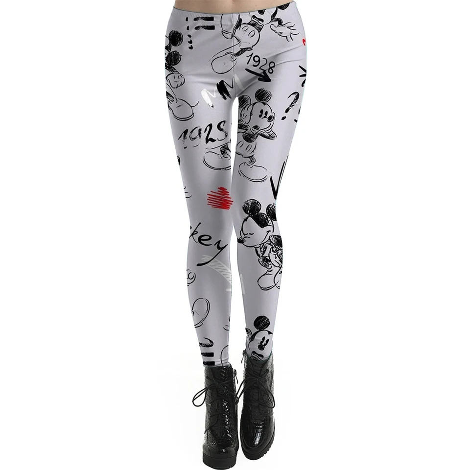 Disney Minnie a Mickey Mouse Tlač legíny pre ženy legíny maskovacie fitness nohavice mäkké pružné pančuchy legíny fyzické