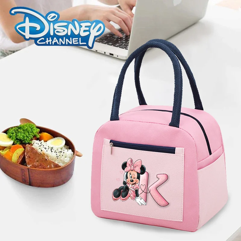 Disney Minnie Veľká kapacita ohrieva obedové tašky tlač AZ Písmená hliníkovej izolácie vodotesný balenie konzervácie