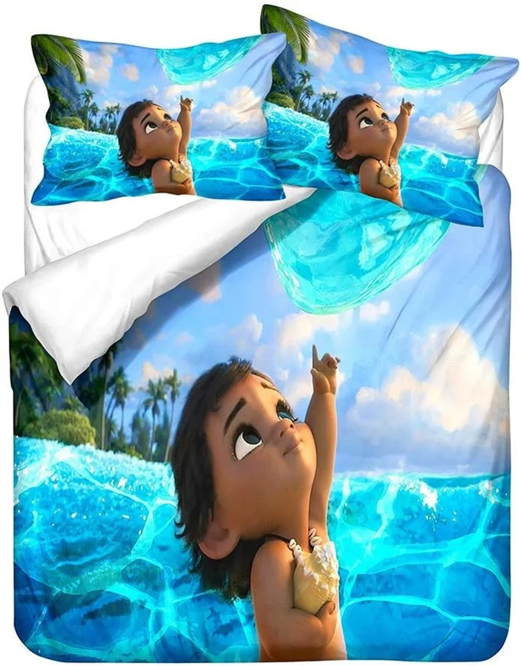 Disney Moana Bedding Set Anime Moana Maui Quilt Cover Cover a vankúš Ocean Ocean 3D tlačený kryt prikrývky pre deti dospelých
