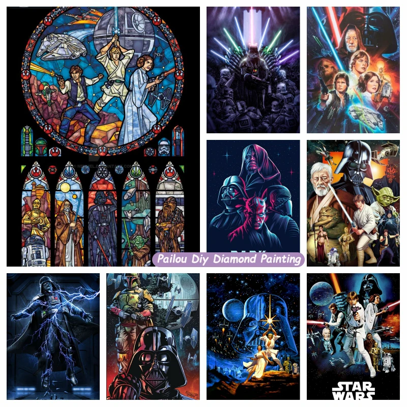Disney Movie Star Wars plné 5D diamantové maľovanie diabla Darth Vader s svetelným mečom photo