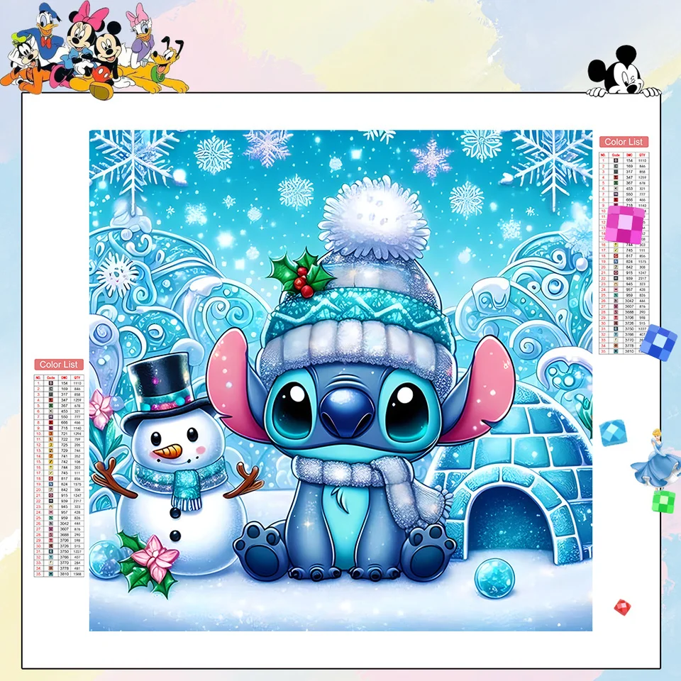 Disney New Arrivals Diamond Painting Stitch Full Diamond Mosaic Snow Cartoon Set Wall Decor Handmade Darček