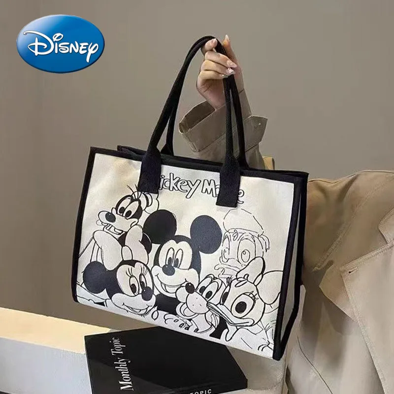 Disney New Mickey Graffiti Príležitostná móda veľkej kapacity dámska taška na rameno dochádzajúce všestranné plátno ručné vrecko s krížmi