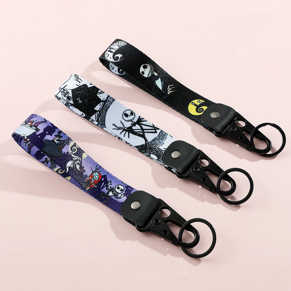 Disney Nightmare pred Vianocovými držiak prívesok Krásny Jack Card Card Card Poly Polyester Webbing Keychain Halloween Darčeky