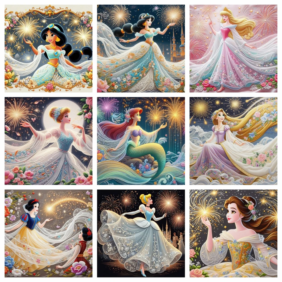 Disney nový príchod Diamond Mosaic Mermaid Mermaid Ariel princezná maľba Jasmine Obrázok kamienky výšivky Snehulienka Snehulienka kráľovná Elsa