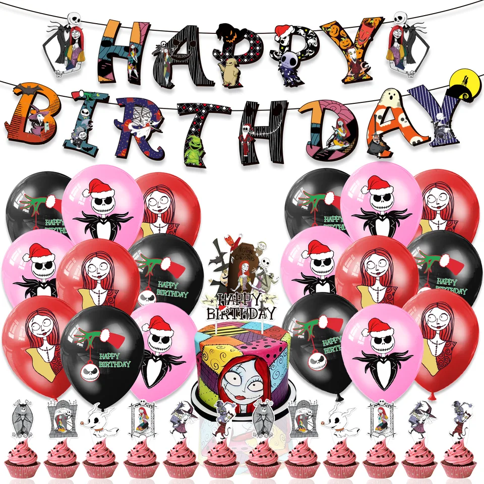 Disney nočná mora pred vianočnými narodeninami DEY dekorácie Jack Balloons Cake Toppers Banner Party Supplies
