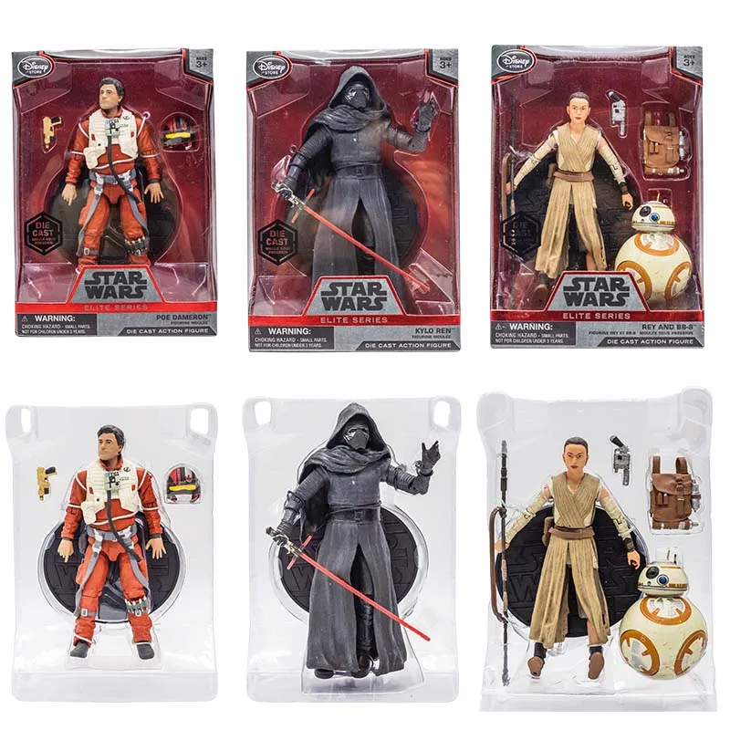 Disney Original Star Wars Eltle Series Die Action Action Figures Kylo Ren Poe Dameron Rey Doll Model Model hračky pre deti Darče