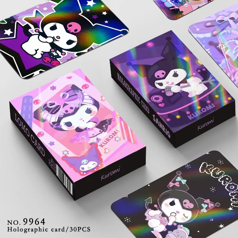 Disney Periférne náležitosti 30 obojstranných laserových kariet, karty Kuromi Lomo, laserové karty, zberateľské foto karty