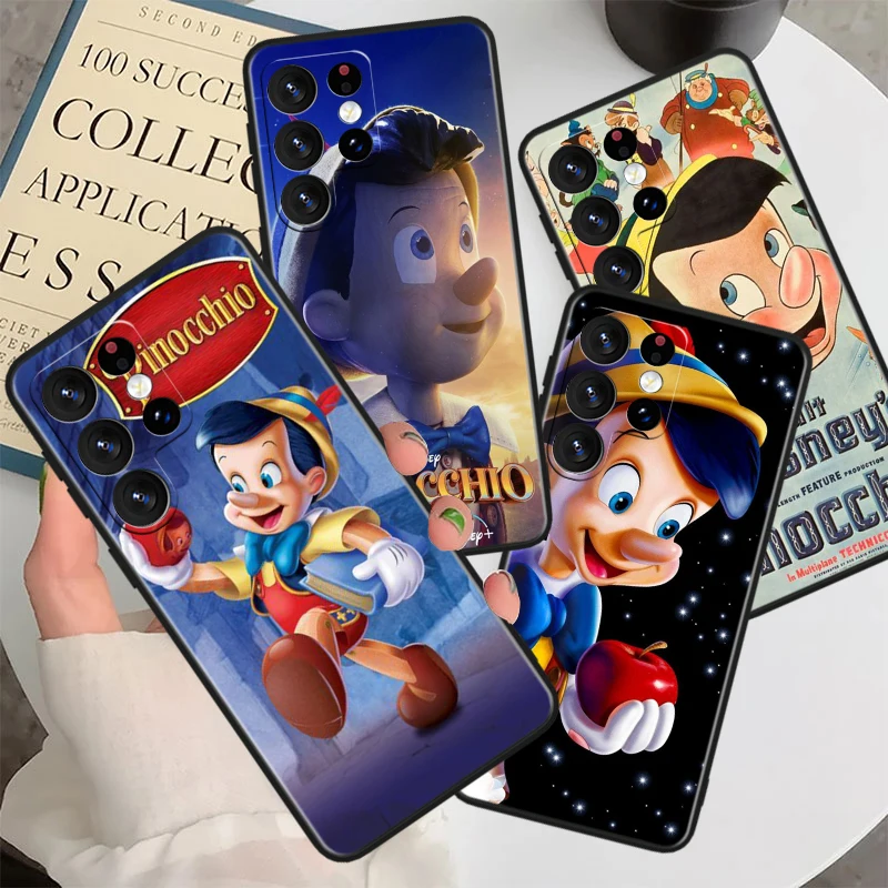 Disney Pinocchio roztomilý pre Samsung Galaxy S23 S22 S21 S20 Fe S10 S10E S9 S8 Ultra Plus Lite Black Soft Cover Puzdro