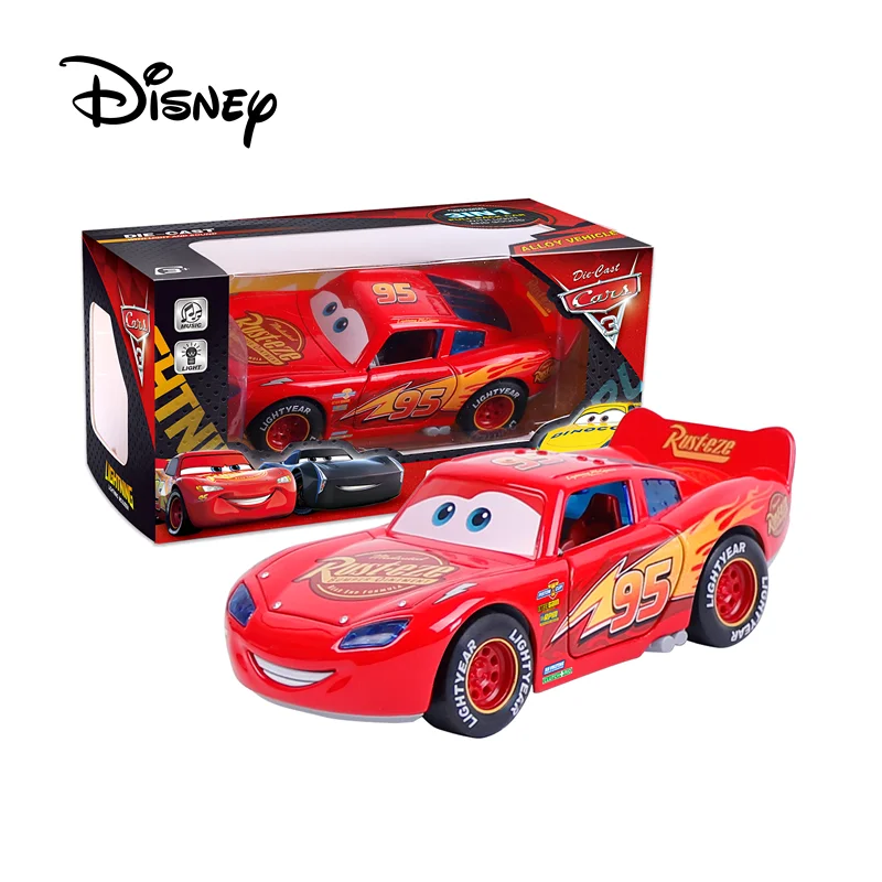 Disney Pixar Cars Lightning McQueen Sound and Light Edition Double Door Pull-Back Car 1:32 Diecast Vozidlá zliatinové autá Darčeky
