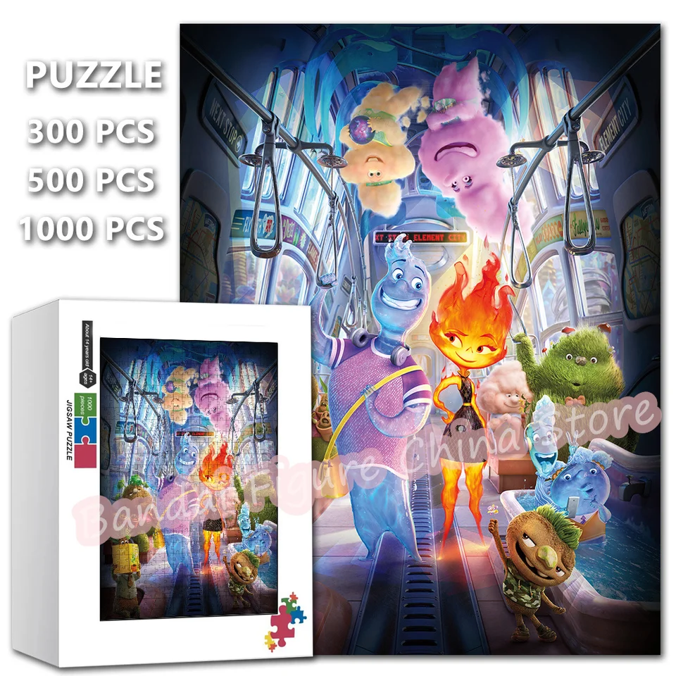 Disney Pixar filmy Elementárne puzzle Fire and Water Adventure Story 300/500/1000 kusy Anime Jigsaw Puzzle Stres Relief Hračky
