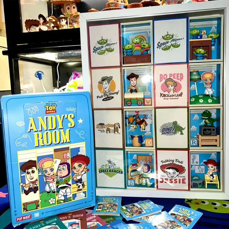 Disney Pixar Toy Story Andy's Room Series Blind Box 8pcs/Box Woody Buzz Lightyear Mini Figet Collectiblie Detská hračka