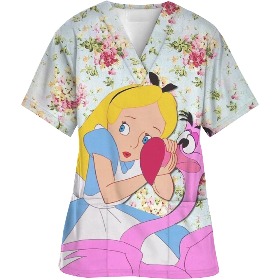 Disney Princess Cartoon tlač dámske ošetrovateľské oblečenie Vysoko kvalitné špičkové príslušenstvo lekári Lekárska uniforma nemocničná sestra krása
