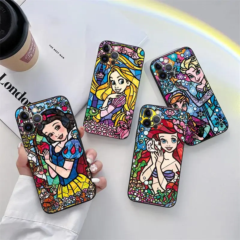 Disney Princess Snehulienka maľba telefónu pre iPhone 11 15 Pro Max Coque Coque 14 Plus 13 Pro 12 11 x XS XR 8 TPU Soft