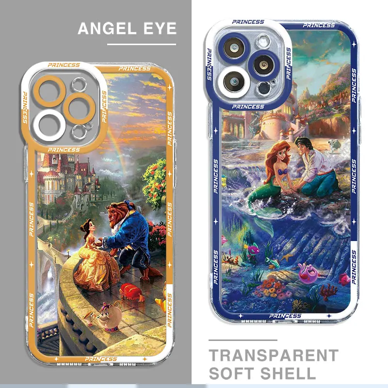 Disney Princezná Ariel Belle Limpar Case pre Apple iPhone 11 14 15 Pro Max 13 12 Mini 7 8 Plus XR X XS 6 6S Angel Eye Phone Cover