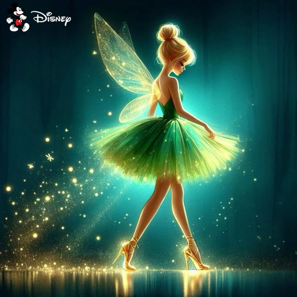 Disney princezná diamantová maľba Tinker Bell Cartoon Diamond Mosaic New 2024 Fantasy výšivka DIY Kit Detská izba dekor