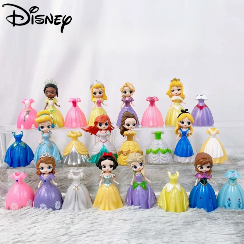 Disney Princezná hračky zamrznutá Elsa Popoluška Ariel Alice Magic Clip Chleets Chidle Chidle Chidle Figures Dolls Obliekanie hračiek