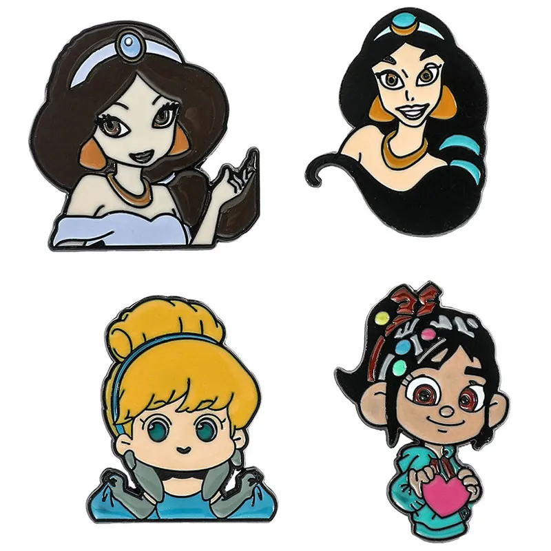 Disney Princezná Jasmine Popoluška kovová brošňa trosky-it Ralph Vanellope Comedy Animation Badge