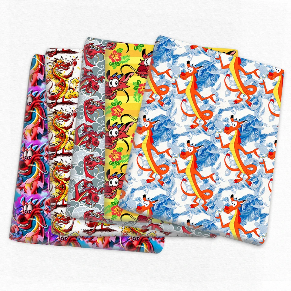 Disney princezná Mulan Mushu Dragon 50*145 cm polyesterová bavlnená tkanina Šijacie prešívanie prešívaného vyšívania Materiál DIY ručné vyrobené