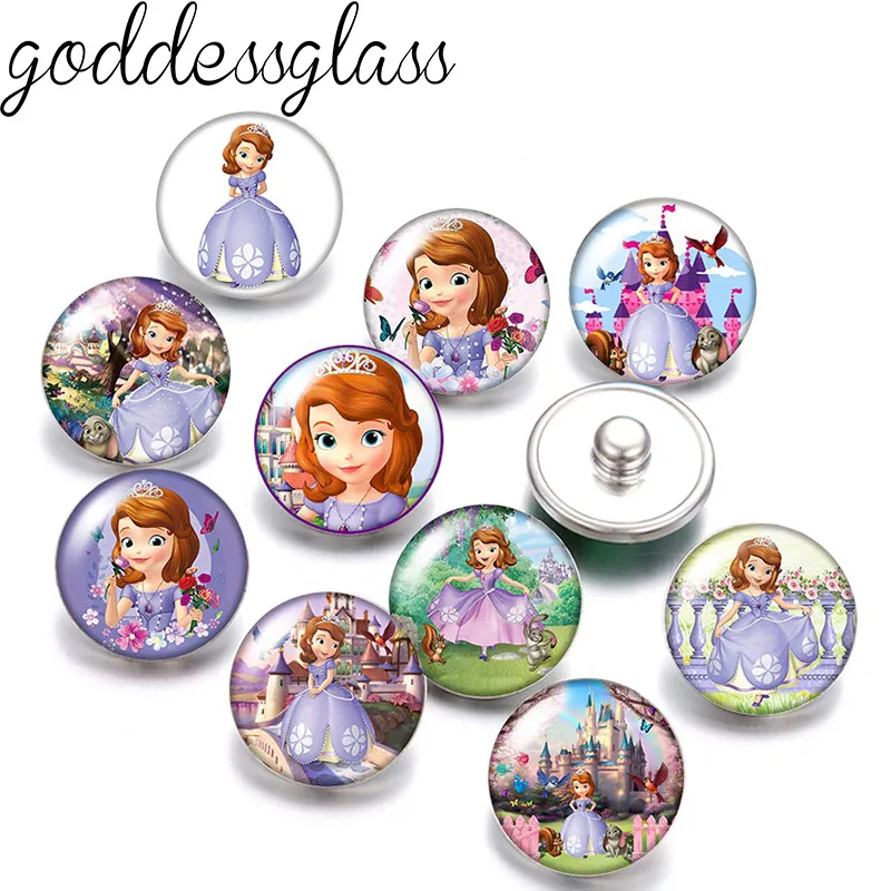 Disney Princezná Sofia Purpurová šaty dievča 10ks Round Photo 12 mm/18 mm snímka