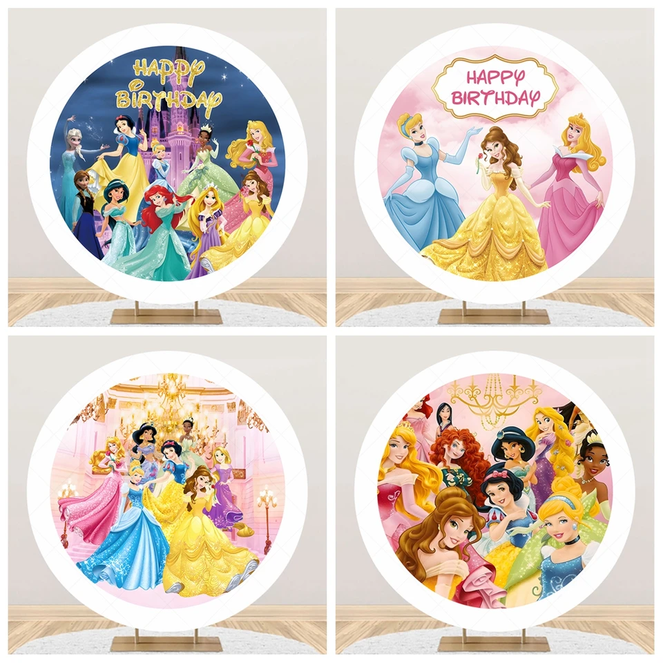 Disney princezná téma elastická guľatá pozadie pre dievčatá pre dievčatá narodeninová oslava dekor bábätko