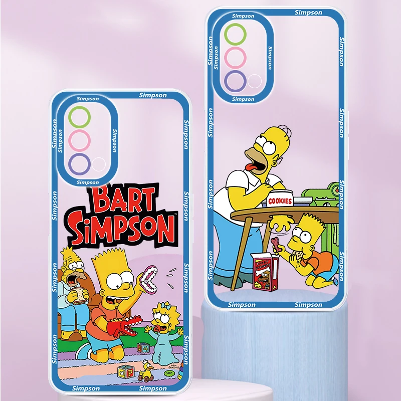 Disney Simpsons každodenný život Transparentný telefónny prípad pre OPPO A98 A78 A94 A76 A74 A73 A54 A53 2020 Reno 8 7 6 5 5G Angel Eyes