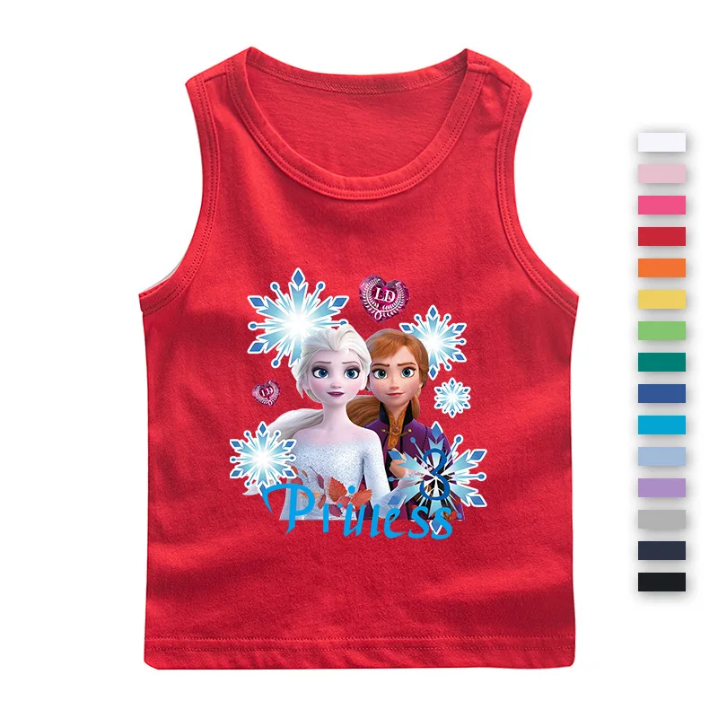 Disney Singlet for Girls Frozen Kids Underwear for Dievčatá princezná Elsa a Anna Tank topy letné nosenie bavlnených camisolov tenké vesty