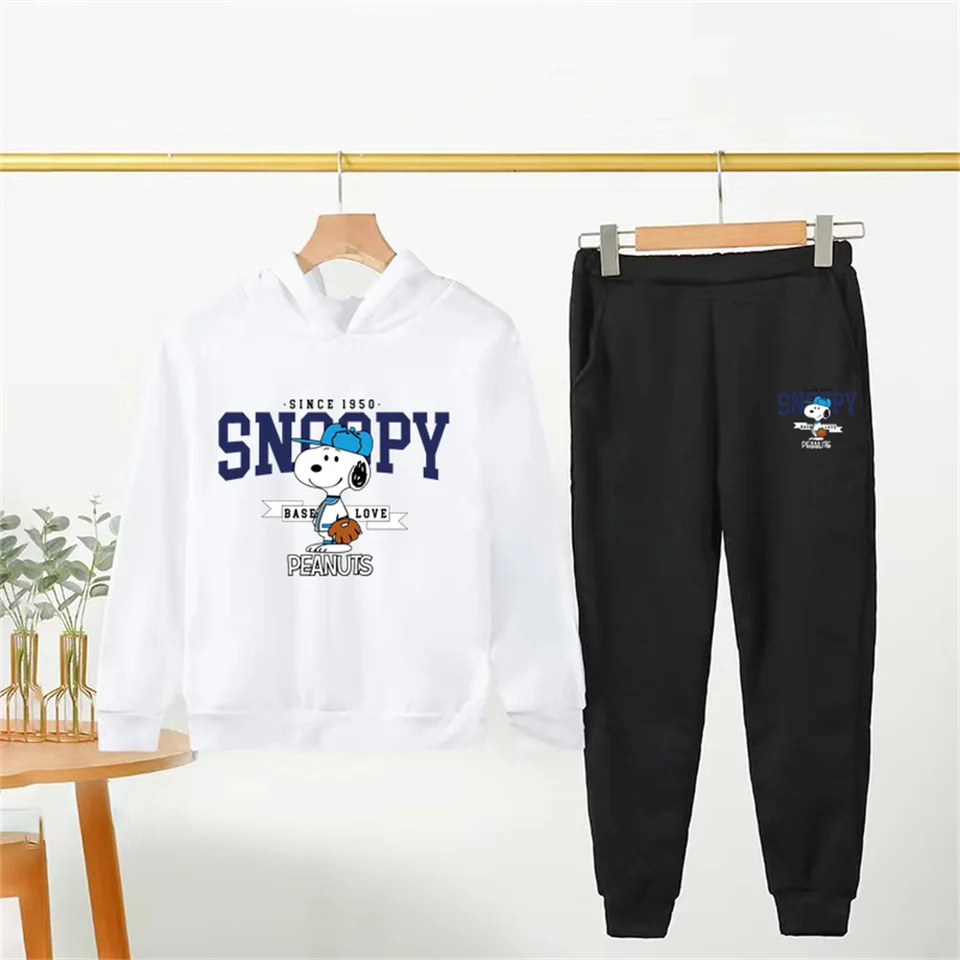 Disney Snoopy Fall Kids Street Fashion Boys Girls Sports Pullover + Sufanty Outdoor Sports 2-Piece Set Vek 3-14