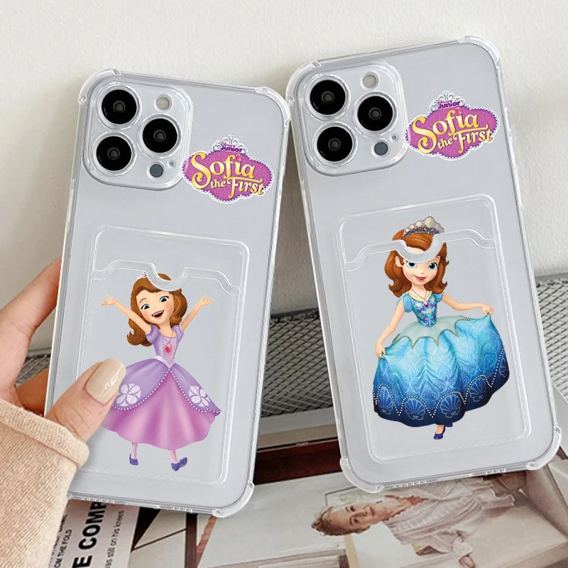 Disney Sofia princezná roztomilá pre iPhone 15 14 13 12 11 xs xr x 8 7 pro Max Plus Mini Photo Card Bag Transparent chrbát telefónu