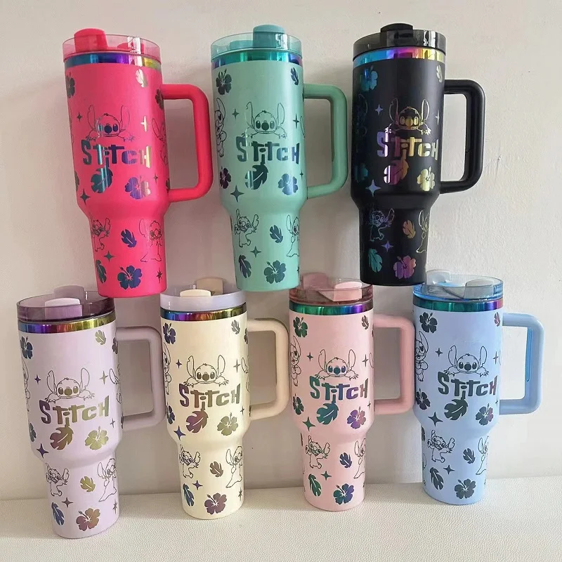 Disney Stitch 40oz Izolovaný šálka z nehrdzavejúcej ocele 304 Nerezová oceľ Izolovaný vákuový izolovaný automobilový pohár športových vonkajších cestovných cestovných