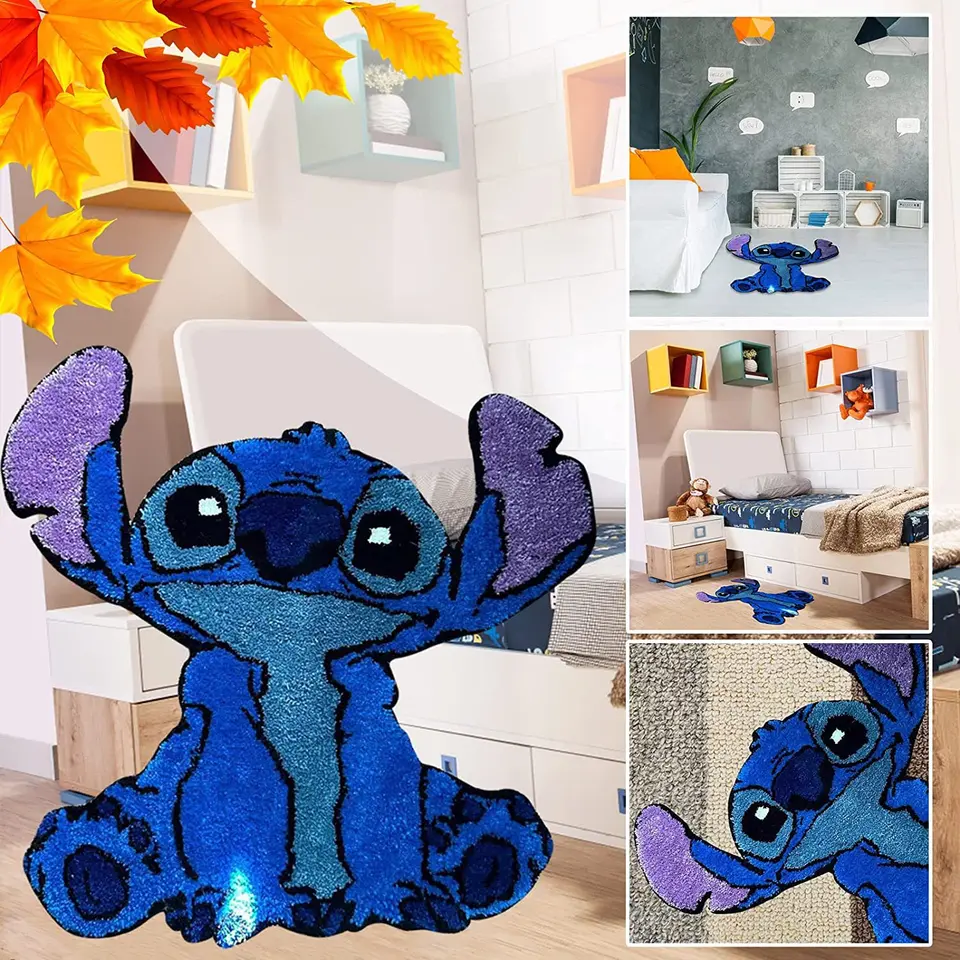 Disney Stitch Bath Anti Slip Mat Rug Cartoon anime spálňa obývacia izba plyšový koberec absorbujúci rýchle sušenie kúpeľ