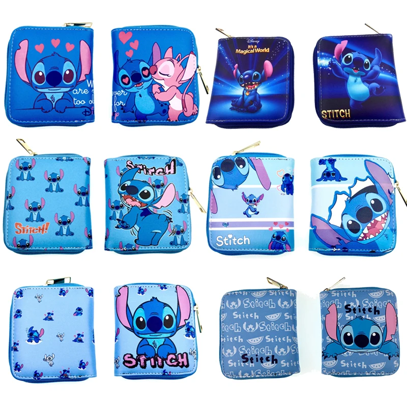 Disney Stitch Peňaženka Dámska peňaženka Boys and Girls Cartoon Print PO vodotesná veľká kapacita Zmena skladovania Krátka zipsová kabelka