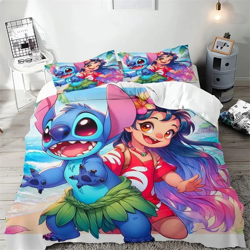 Disney Stitch Pump Cover Cover vankúš chlapec Girl Girl Bedding Set Cartoon Sets Sets Izb Spálňa dekor trojdielne set