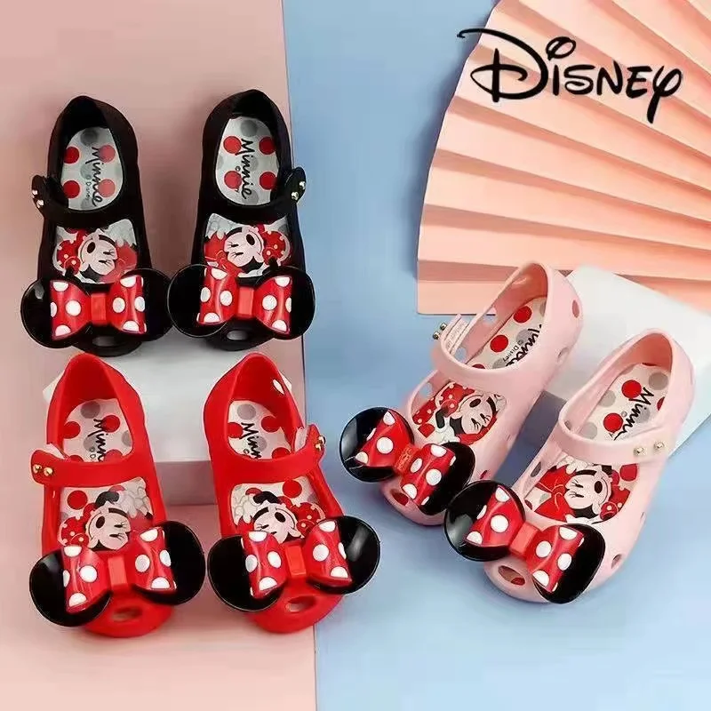 Disney Summer Girls Non-šmykľavka plážové topánky DETI DETI SANDAL KARTOBE PRINCESS BOW MINNIE MOŽNÉ PRÍSLUŠENIE Soft