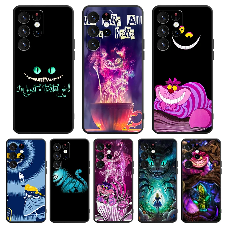 Disney The Cheshire Cat pre Samsung Galaxy S24 S23 S22 S21 S20 Fe S10E S10E Plus Ultra Pro Lite 5G Čierny chrbát telefónu