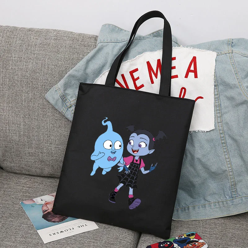Disney Vampirina Skladateľný opakovane použiteľný nakupujúci nakupujúci Harajuku Student Canvas Tote Bag Shock Bag CANAGE
