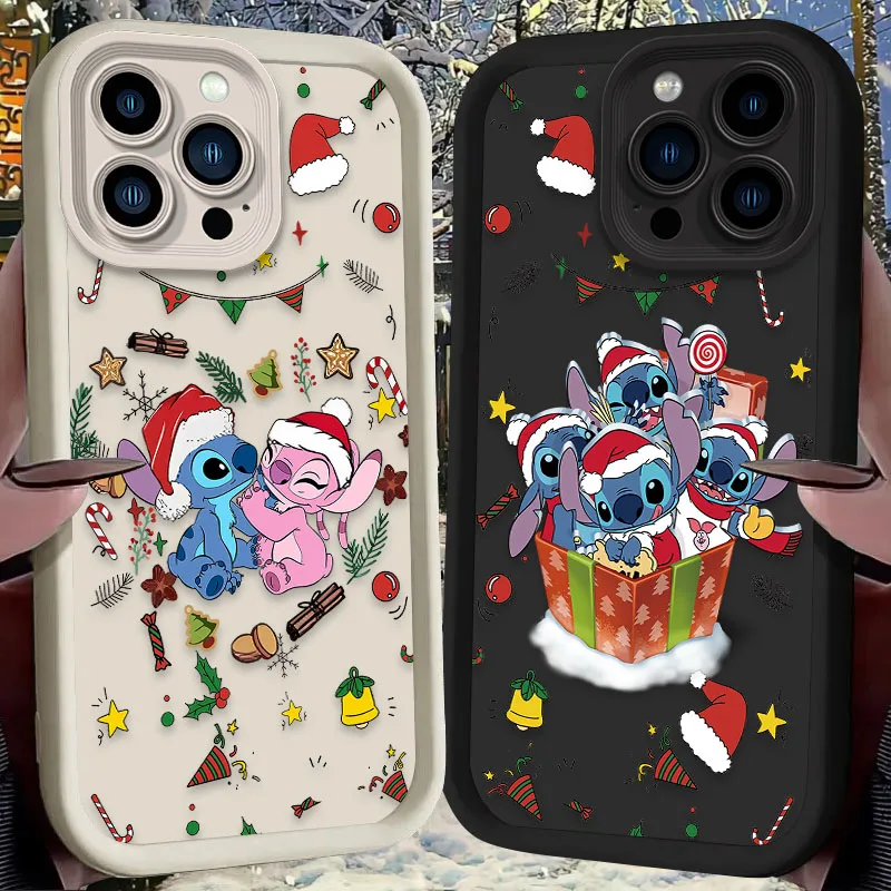 Disney Vianoce Angel Stitch puzdro pre iPhone 16 15 14 13 12 11 Pro Max x xs xs max xr SE 2020 7 8 plus iPhone16 Silikónový kryt