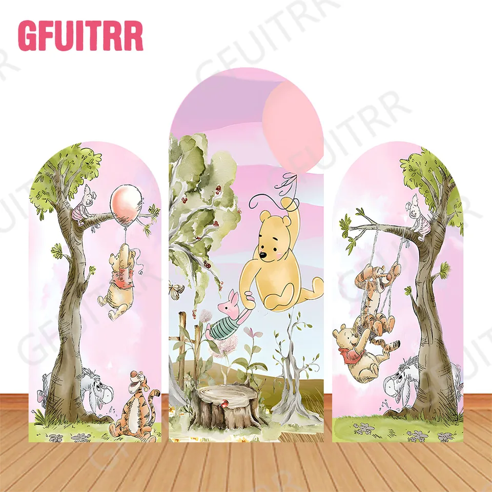 Disney Winnie the Pooh Arch Photo Pozadie Kids narodeninová oslava pre bábätká Dekografia Photography Pozadie dvojité obaly