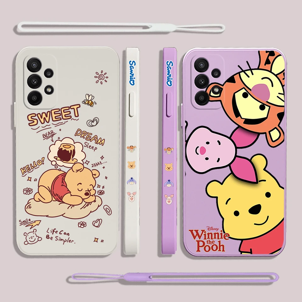 Disney Winnie the Pooh Case pre Samsung Galaxy S24 S23 S22 S21 S20 S10 POZNÁMKA 20 10 LITE ULTRA Plus Fe 4G 5G Cover s ručným popruhom