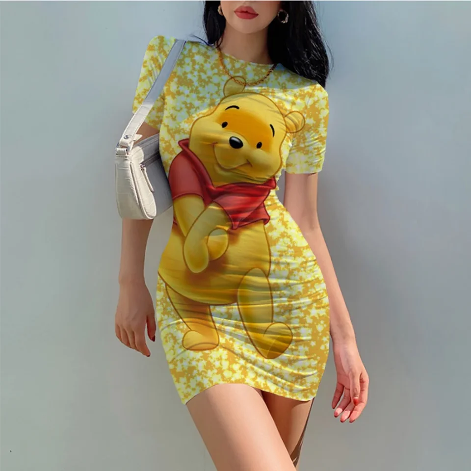 Disney Winnie the Pooh Women Casual letné letné jeseň mini veľkosť vinobranie sexy oblečenie Bodycon Tank Club šaty Dropshipping