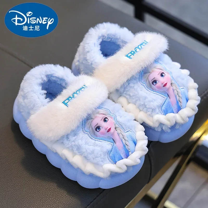Disney Winter Kids Cotton Plippers Dievčatá princezná Frozen Elasa teplé plyšové pošmyká