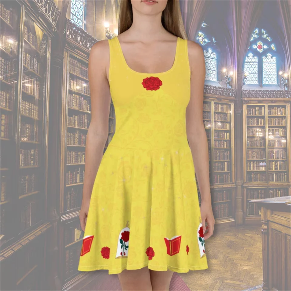 Disney Women's Tank Top Half sukňa, 3D karikatúra, pohodlné, letné šaty, 2025 najnovšie