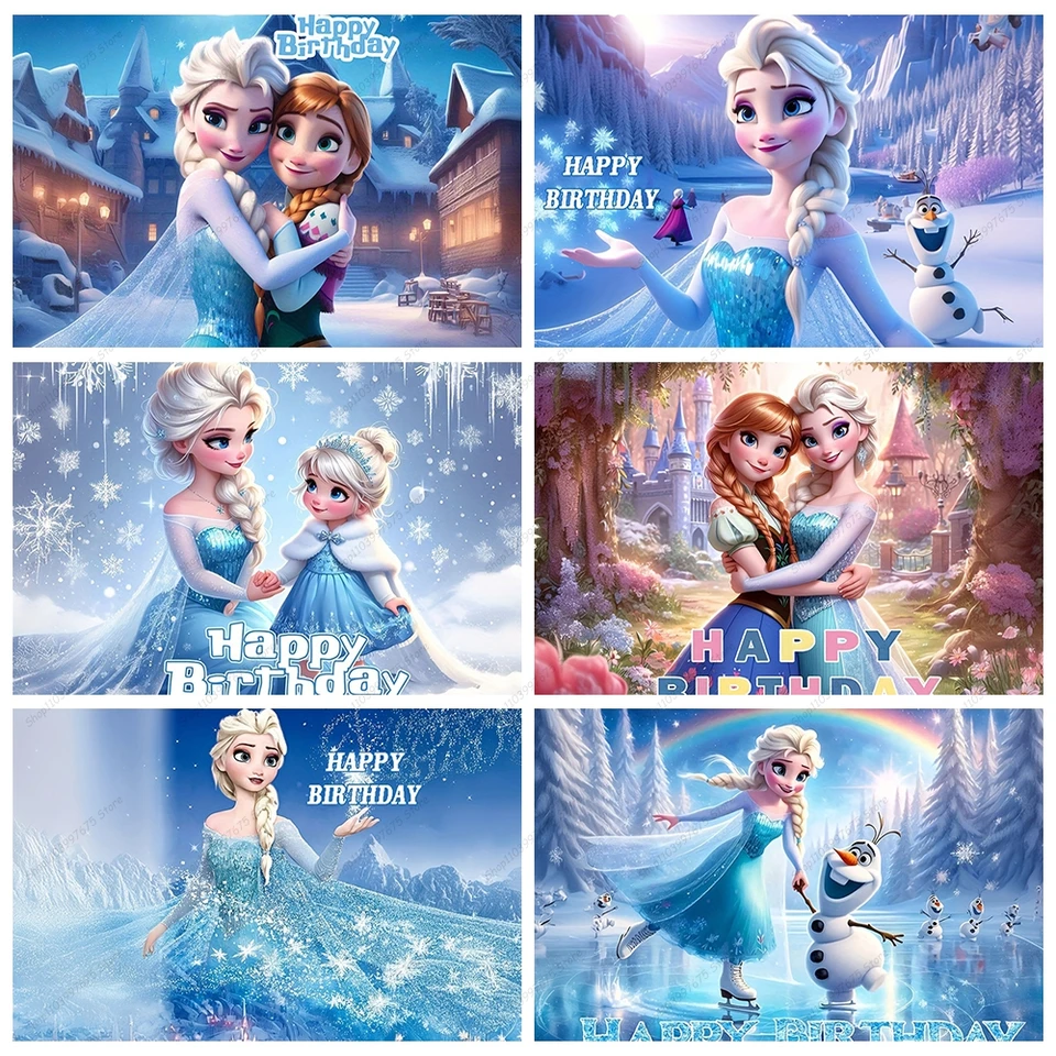 Disney zamrznutá princezná Elsa Photography Kady dievčatka Dievčatá narodeninové oslavy dekorácie pozadie bábätká Banner Banner foto stánky rekvizity