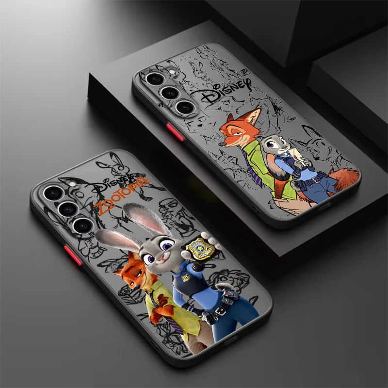 Disney Zootopia Cute Cartoon Frosted Tasucent pre Samsung A53 A52 A33 A32 A51 A71 A21S A13 A73 A50 A5 A22 A12 5G Mate