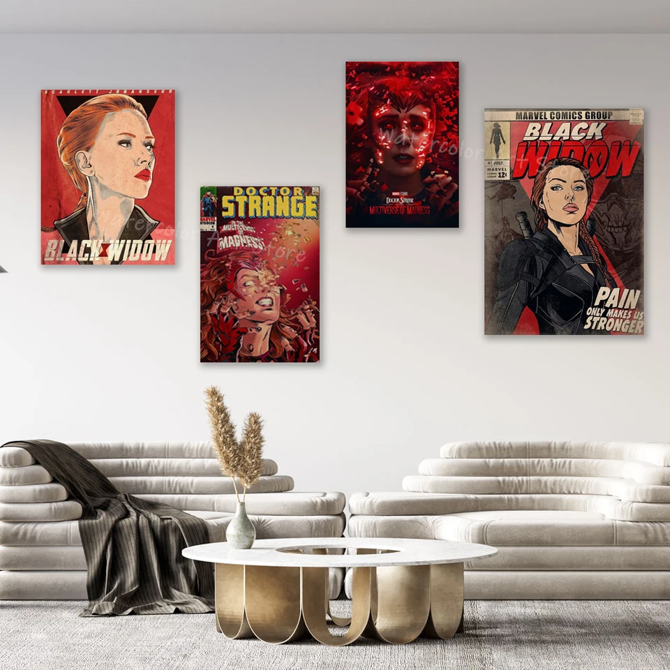 Disney ženy superhrdina umenia plagát Čierna vdova Scarlet Witch Superhrdina nástenné umenie plátno maľba výtlačky obývacia izba veranda