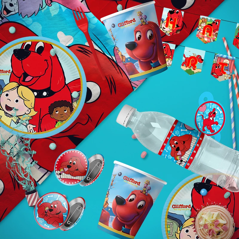 Disneyclifford Veľký červený dogbirthday dekorácie Angle na jednorazový pohár plav