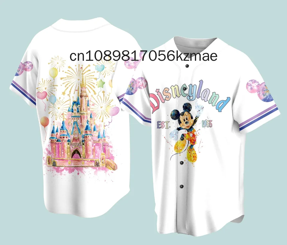 Disneyland Magic Kingdom Est 1955 po celú tlač 3D baseball dres Disney baseball dresy Príležitostné mikiny pánske dámske vrcholy