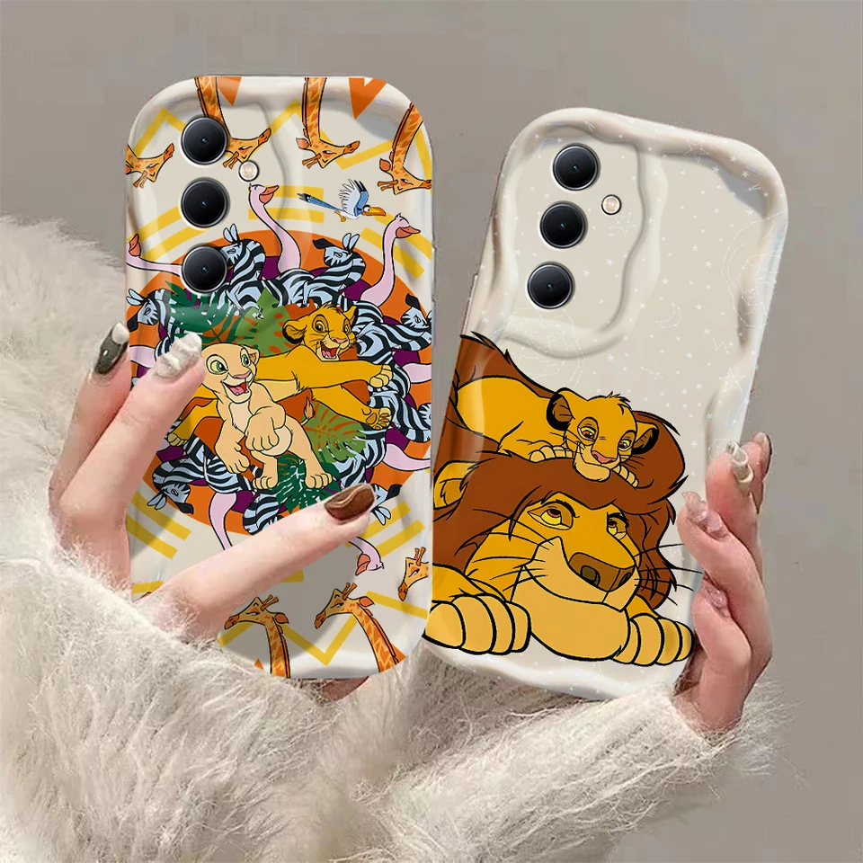 Disneys Cartoon The Lion King 3D Wave Puzdro pre Samsung Galaxy S24 S23 S21 S20 Fe Plus Ultra 4G 5G Mäkký kremíkový zadný kryt